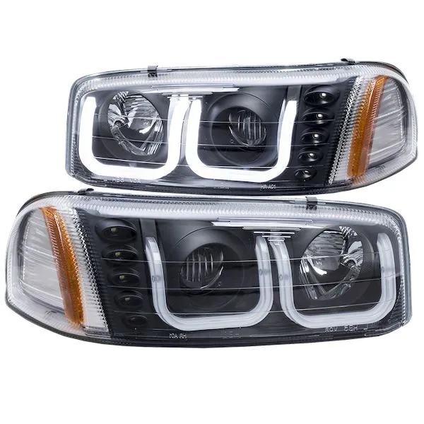 GMC Sierra U-Bar Style Projector Headlights | Anzo Black U-Bar Style Projector Headlights | 111303