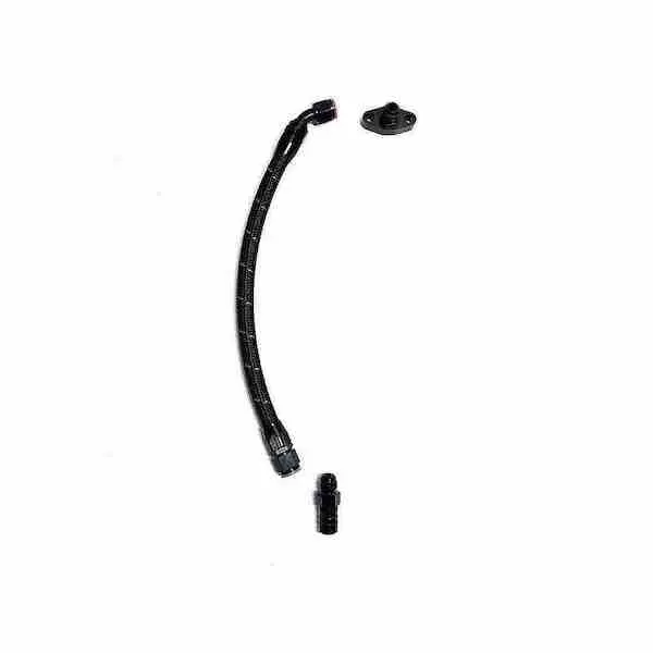 Full Send Diesel 03+ Dodge  Second Gen Swap Turbo Drain Kit Manifold Flipped Down Black Braided