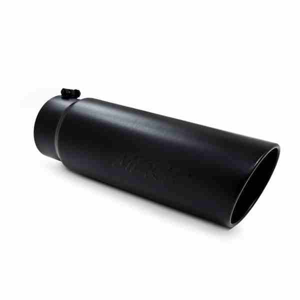 MBRP Exhaust Tip 6 Inch O.D. Angled Rolled End 5 Inch Inlet 18 Inch Length Black Finish