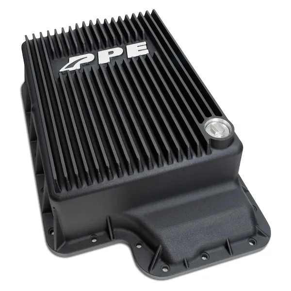 PPE Black Heavy Duty Aluminum 5R110 Deep Transmission Pan | 03-10 Powerstroke